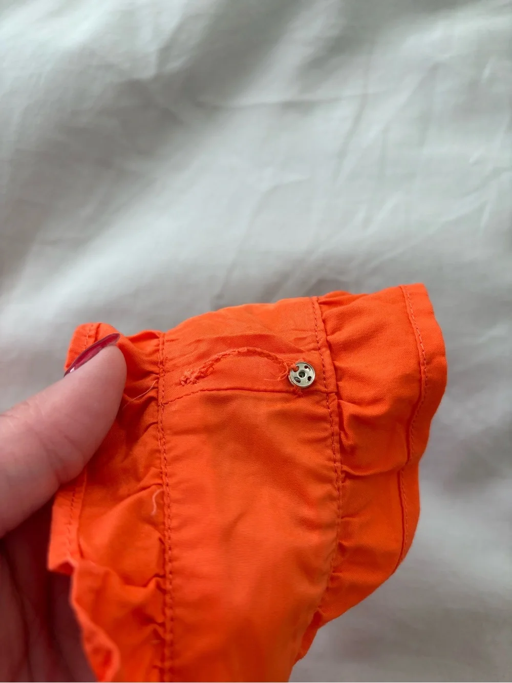 J. Crew Orange Ruffle Trim Mini Dress Cotton Poplin Size 24